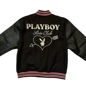 PLAYBOY Love Club Letterman Bomber Jacket Black Size S, L